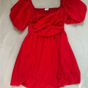 Entro Vibrant Red Smocked Top